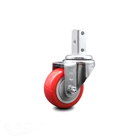 3 Inch Red Polyurethane Wheel Swivel 7/8 Inch Square Stem Caster SCC